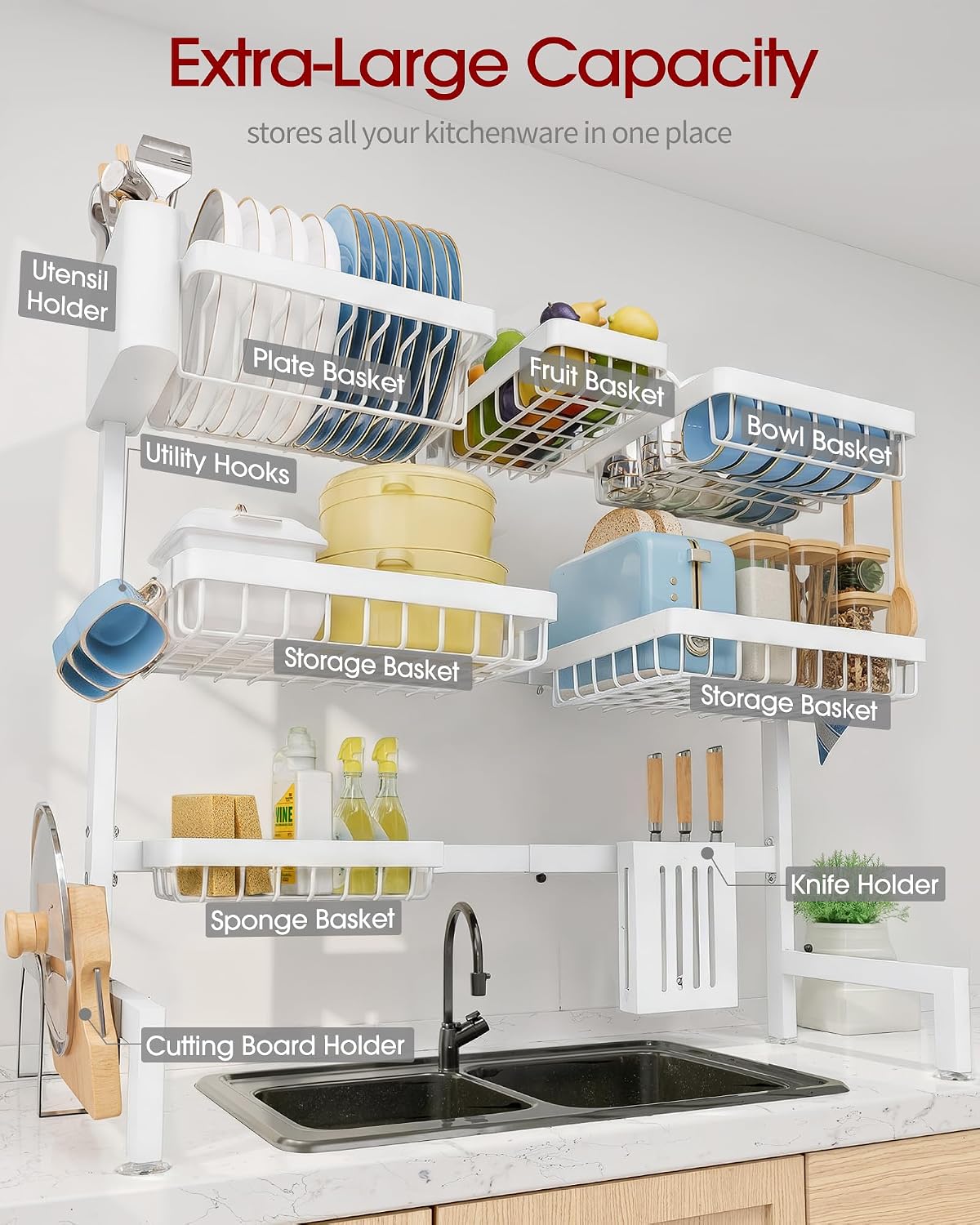 Dish Drying Rack Over The Sink, Dish Drainer for Kitchen Counter