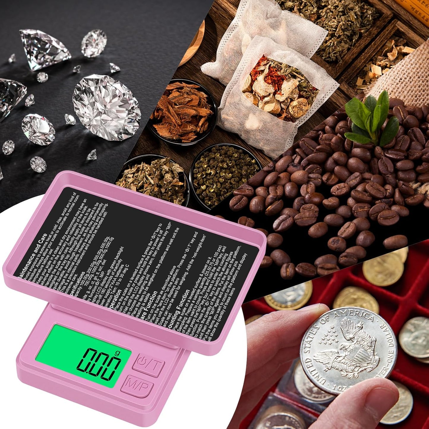 1000g/0.1g Pocket Gram Scale, High Precision Digital Kitchen Scale | LCD Display, 7 Units with Tare Function, Suit for Jewelry, Powder, Ounces, Blue