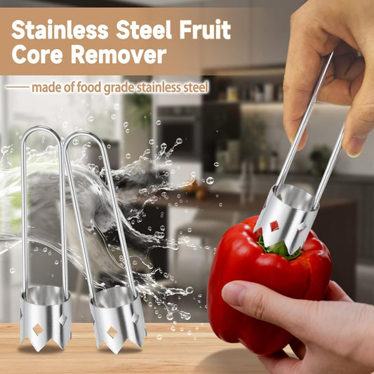 Apple Corer Tool, Upgraded Stainless Steel Bell Pepper Corer Seed Remover Tool, Apple Core Remover, Multifunctional Vegetable and Fruit Corer Tools Kitchen Gadgets (Silver)