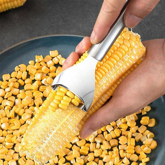 2Pcs Silver Corn Peeler Corn Planer Thresher Corn Kernel Remover Tool Stainless Steel Corn Peeler for Corn On The Cob Corn Cutter Corn Scraper with Ergonomic Handle for Kitchen Corn Stripper Tool