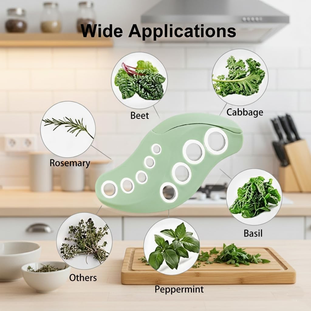 Herb Leaf Stripper and Cutter Tool 2 in 1, Herb & Cilantro Chopper Cutter Stripper Stripping Tool Best Kitchen Gadgets Presents for RV Owners Campers Chefs and Cooking Lovers/Green/1 Piece