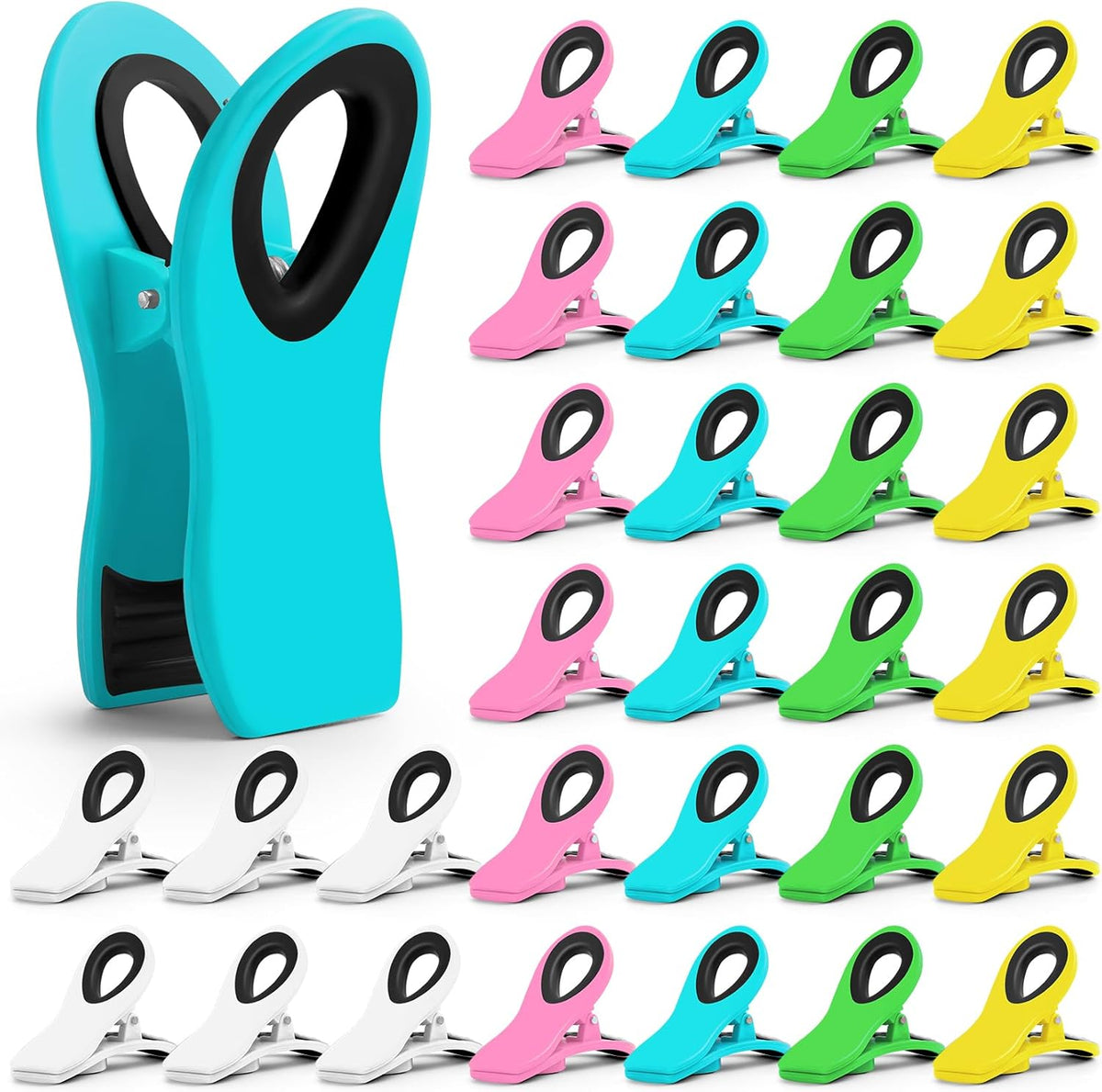 12 Pack Chip Clips Bag Clips, Magnetic Bag Clip for Food Storage | Heavy duty, plastic food clip for chips, snack, kitchen, refrigerator, garden, sewing, fabric, clothes pins