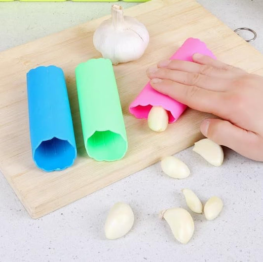 3Pcs Garlic Peeler Tube, Silicone Garlic Roller, Easy to Peel Garlic Cloves, Useful Kitchen Tool for Garlic (3colors)