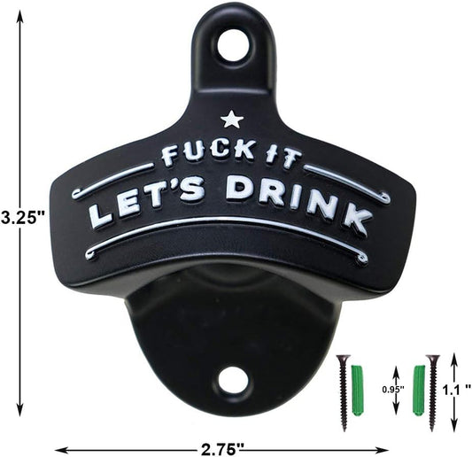 Bottle Opener Wall Mounted, Christmas Funny Wall Mount Bottle Opener for Men Dad Beer Lovers,Novelty Birthday Fathers Day with Mounting Screws Wall Anchors(1 Pack)