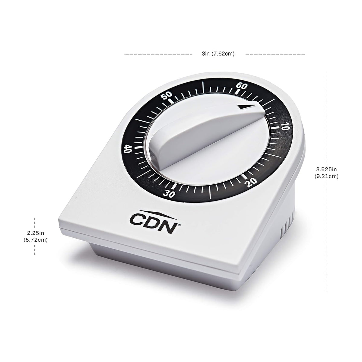 CDN Compact 60-Minute Mechanical Timer | Easy-to-Read 2.5” Dial | Loud 3-Second Alarm | Ideal for Cooking or Baking | Countertop or Wall Mountable | Silver Finish | MT1