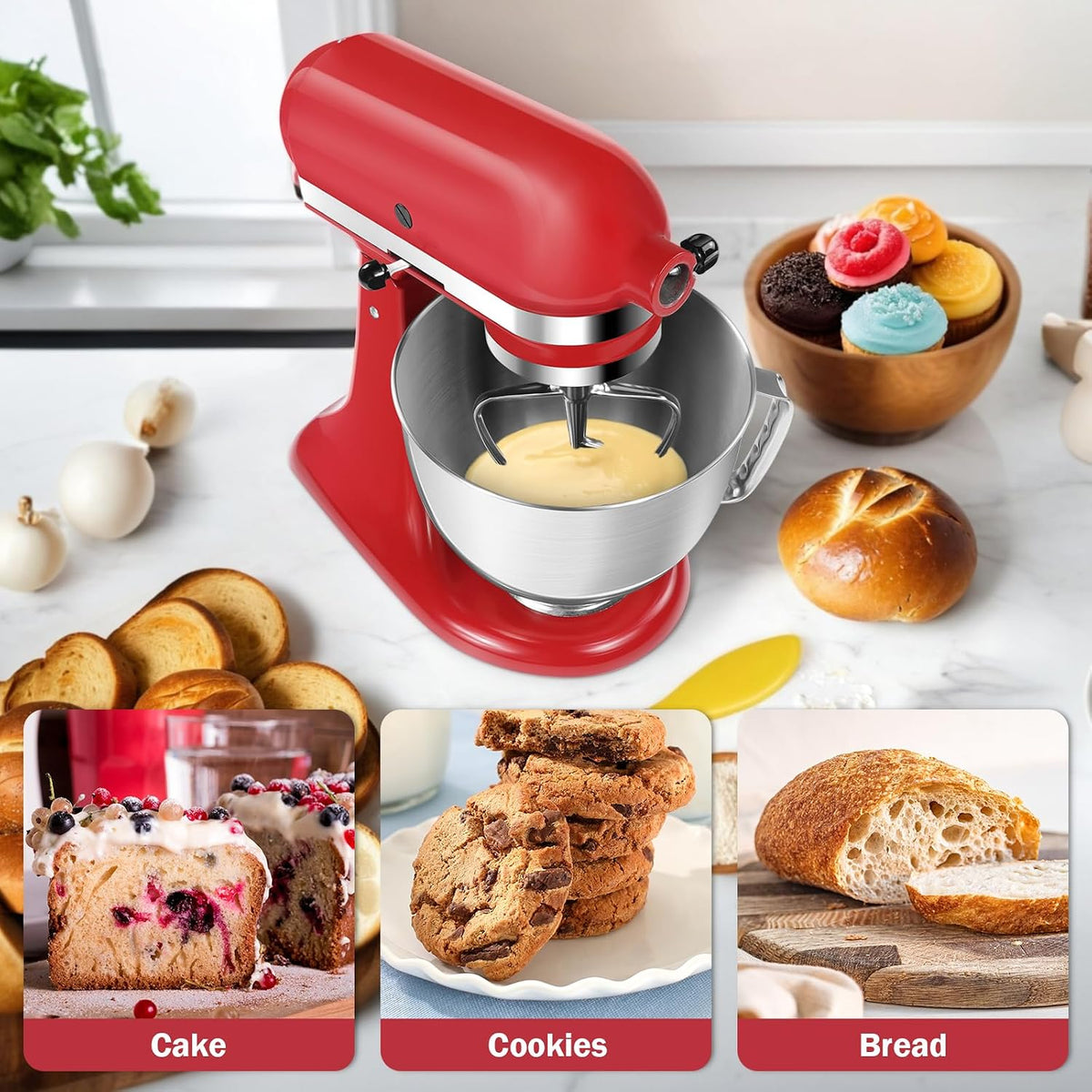 Flex Edge Beater Accessories and Attachments for KitchenAid 6 Quart Bowl-Lift Stand Mixer, Pastry Paddle Attachment for Kitchenaid, Dishwasher Safe, White