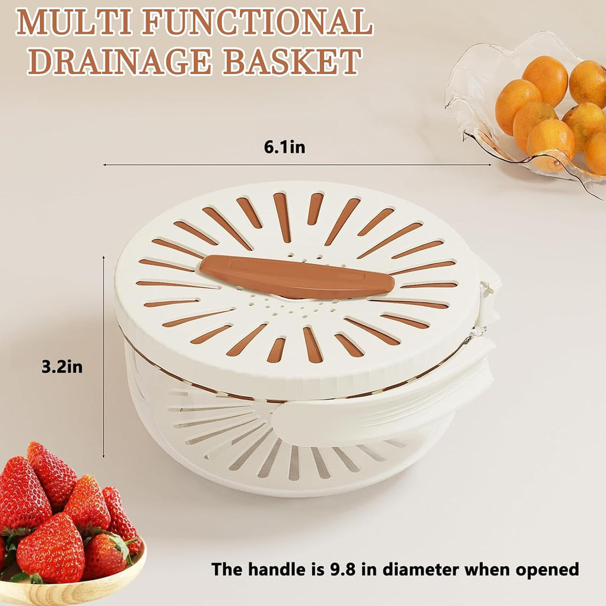 2 in 1 Drainer, Multifunctional Fruit and Vegetable Washing Bowl, 2025 New Fruit Washing Bowl with Strainer, Fruit Drainer Container with Handle (2pcs-mix)