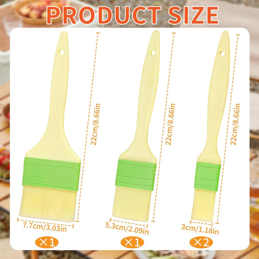 Natural Bristle Pastry Brush Set - 4pcs Wool Basting Brushes with Plastic Handles for Baking BBQ and Cooking