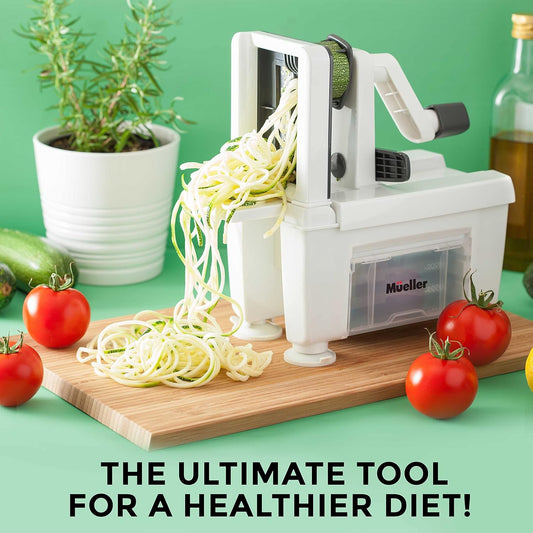 Pro Multi-Blade Spiralizer, Zucchini Noodle Maker, Vegetable Slicer Zester Chopper Dicer, ProQuality, Only Model to Make Round Veggie Pasta, Not Flat Julienne Noodles
