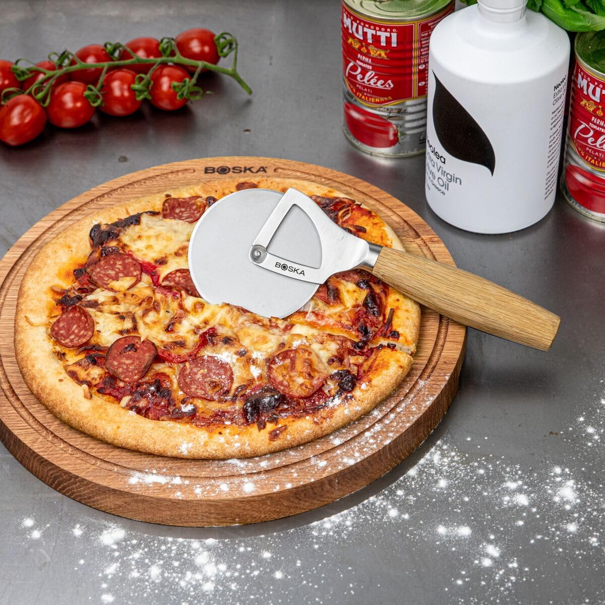Stainless Steel Pizza Cutter - Copenhagen Multifunctional Pizza Wheel Cutter - Handheld Food Slicer - Silver Non-Stick Adjustable Roller - Dishwasher Safe - for Kitchen Cooking