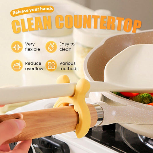 Multifunction Silicone Pot Handle Spatula Rack, 2026 Non-Slip Spoon Holder Stove Organizer Kitchen Gadgets, Steam Releaser,Utensil Anti Scalding Pot Clip for Cooking Accessories (1, Green)