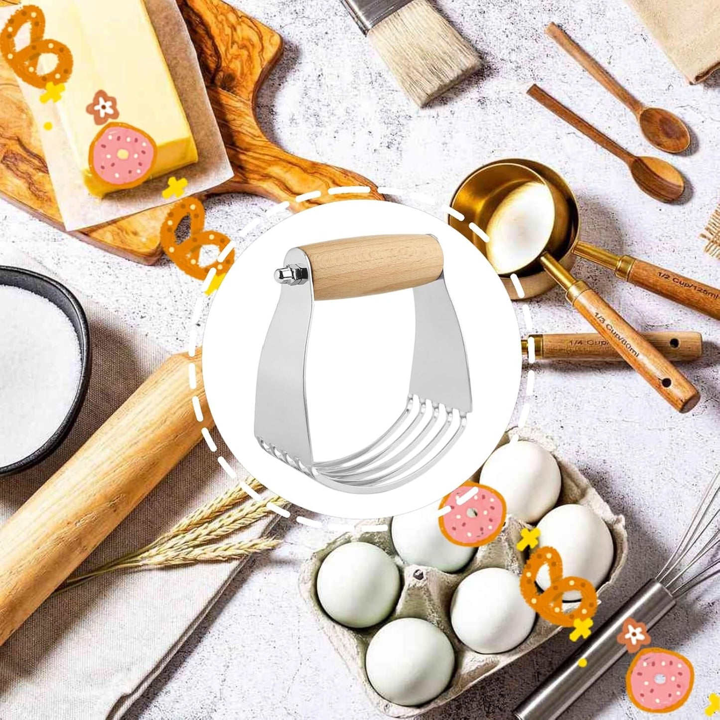 Stainless Steel Wooden Handle Pastry and Butter Cutting Machine | Home Baking, Kitchen Cooking, Flour Mixer