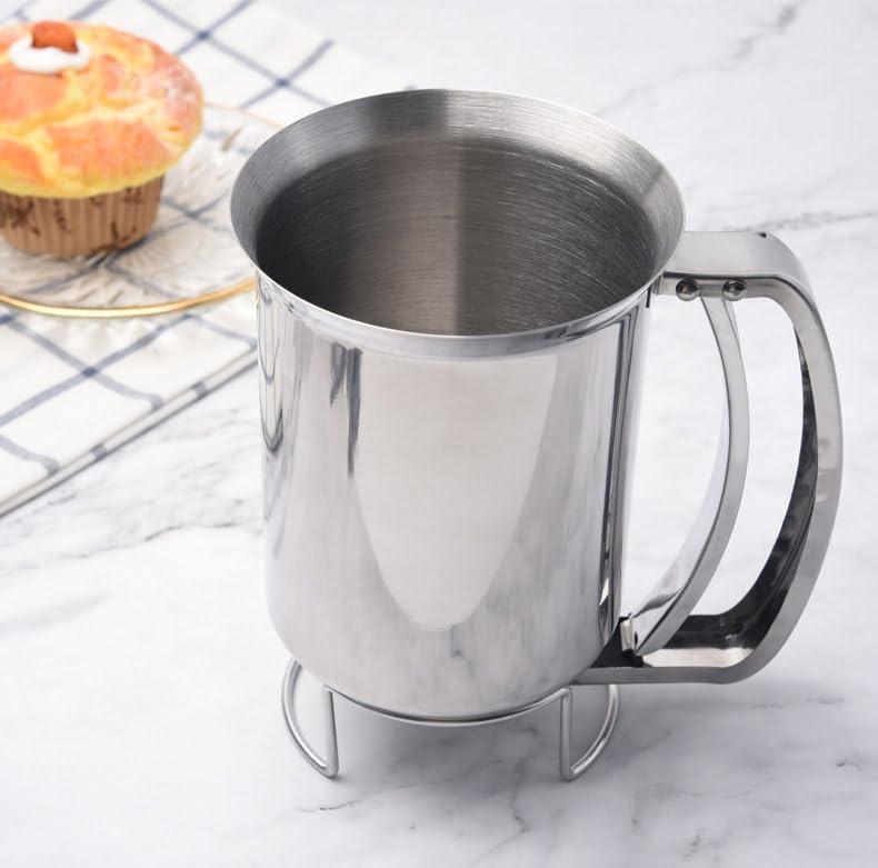 Stainless Steel Pancake Batter Dispenser, Batter Dispenser with Squeeze Handle, Professional Pancake Dispenser for Pancakes, Cupcakes, Muffins and Waffles (800ml)