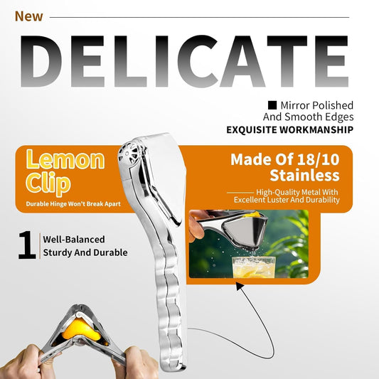 Durable Stainless Steel Manual Lemon Juicer, Handheld Citrus Squeezer for Lemon, Lime and Orange