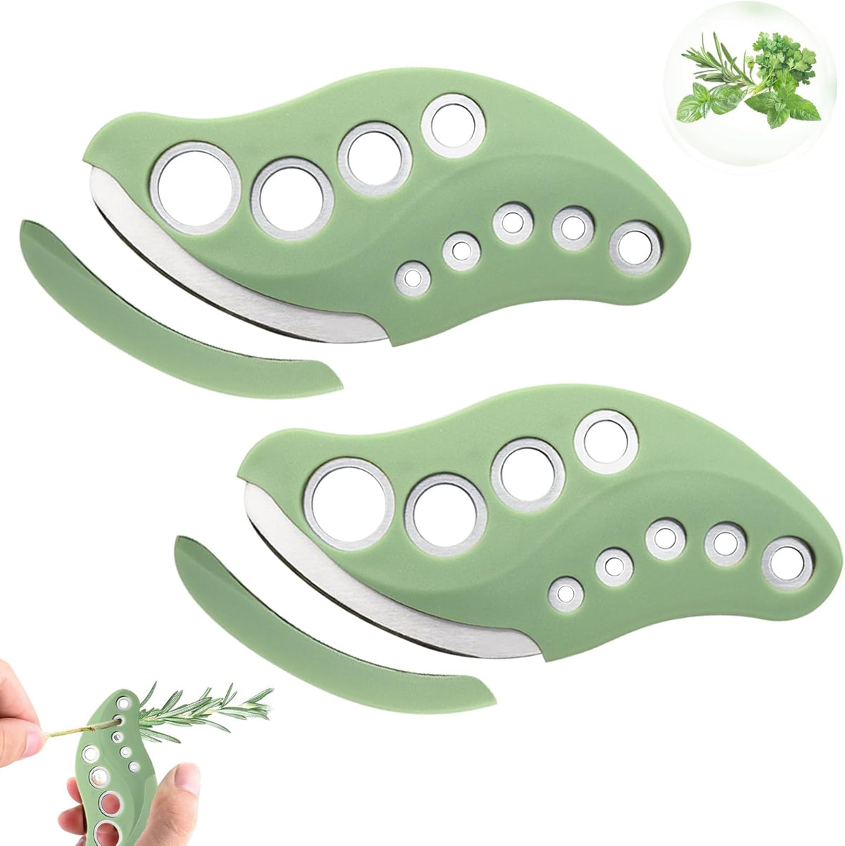 Herb Stripper Tool with Herb Cutter, Kitchen Herbs Leaf Stripping Tool | Quickly Stripping, Stainless Steel Herb Leaf Peeler for Collard Greens Basil Rosemary Parsley Thyme Oregano, Dishwasher Safe