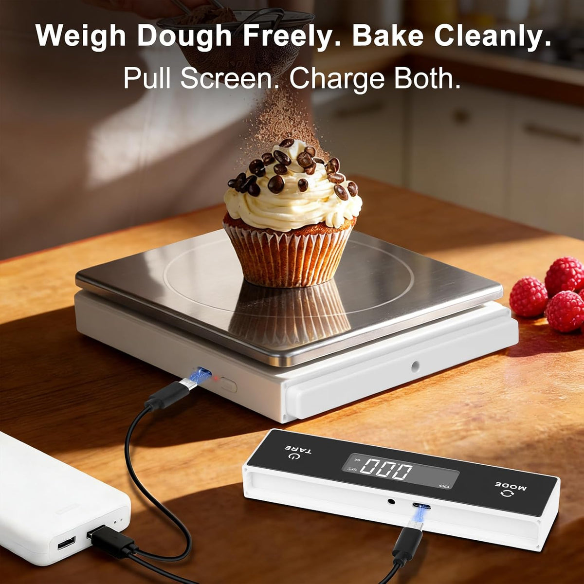 11lb/5kg Digital Kitchen Scale, 1g/0.01oz Pull-Out Display | Stainless Steel Platform, Auto-Shutoff, Tare, 6 Units, for Baking, Cooking, Food Scale, Weight Loss, Keto & Meal Prep