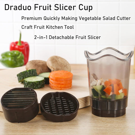 2-in-1 Detachable Fruit Slicer Cup, Craft Fruit Kitchen Tool | For Strawberry, Banana, Hard-Boiled Egg, Detachable, Vegetable Salad Cutter, Craft Fruit Kitchen Tool