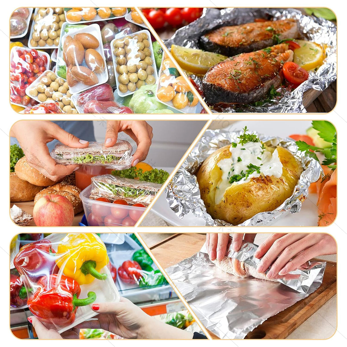 Aluminum Foil & Plastic Wrap Dispenser with Cutter - Refillable, BPA Free Cling Film Included