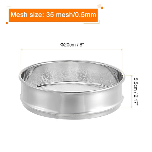 35 Mesh Lab Sieve, 8" Diameter Test Sieve 304 Stainless Steel Wire Cloth (0.5mm) for Industrial Laboratory