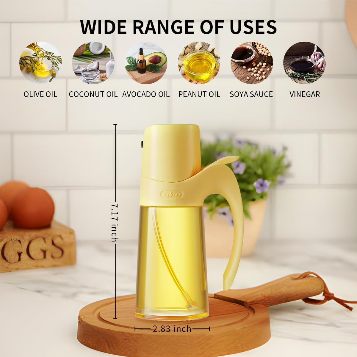Auto Flip Lid Oil Dispenser Bottle for Kitchen-20oz 580ml Set of 2 Glass Olive Oil Dispenser Bottles with Scale, Oil and Vinegar Condiment Storage Container Set, Non-Drip Spout, Leakproof