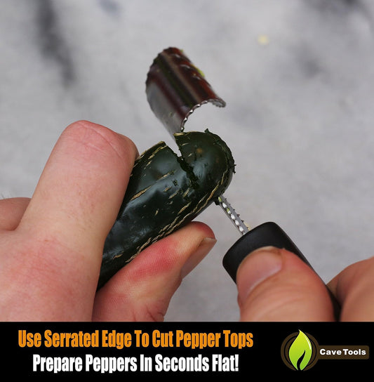 Jalapeno Pepper Corer and Deseeder to Peel or Slice Off Bell, Banana, or Chili Pepper Tops/Stems For Roasting Poppers on Grill, Smoker, or Oven - Kitchen and BBQ Accessories