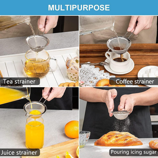 Fine Mesh Strainer - 2.8 Inch Round Sieve - Tea Strainers for Loose Tea, Coffee Strainer, Food Strainer, Juice Strainer, and Much More!