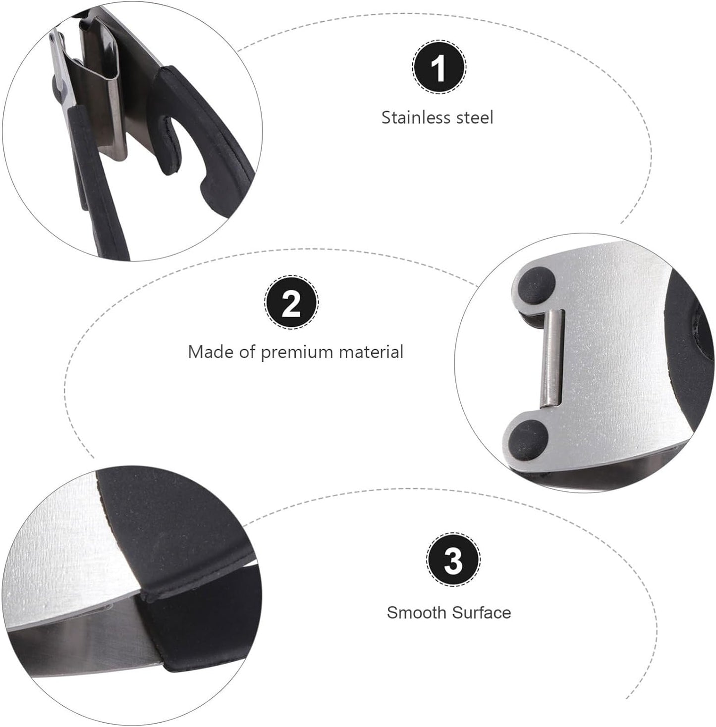 6Pcs Pot Clip Spoon Rest, Stainless Steel & Rubber, Compact, Black, Kitchen Utensil Rest, Anti- Scald, Tabletop, 7.8 x 5.1 x 4.5 cm