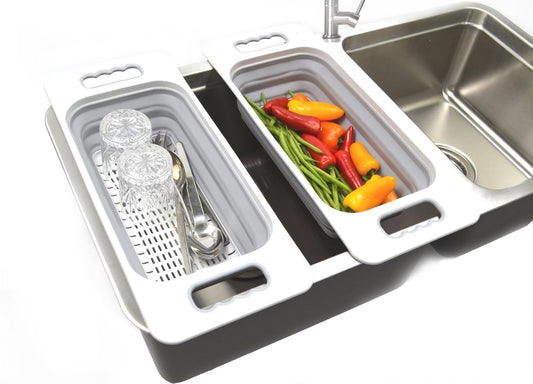 Over The Sink Rectangular Colander (Grey)