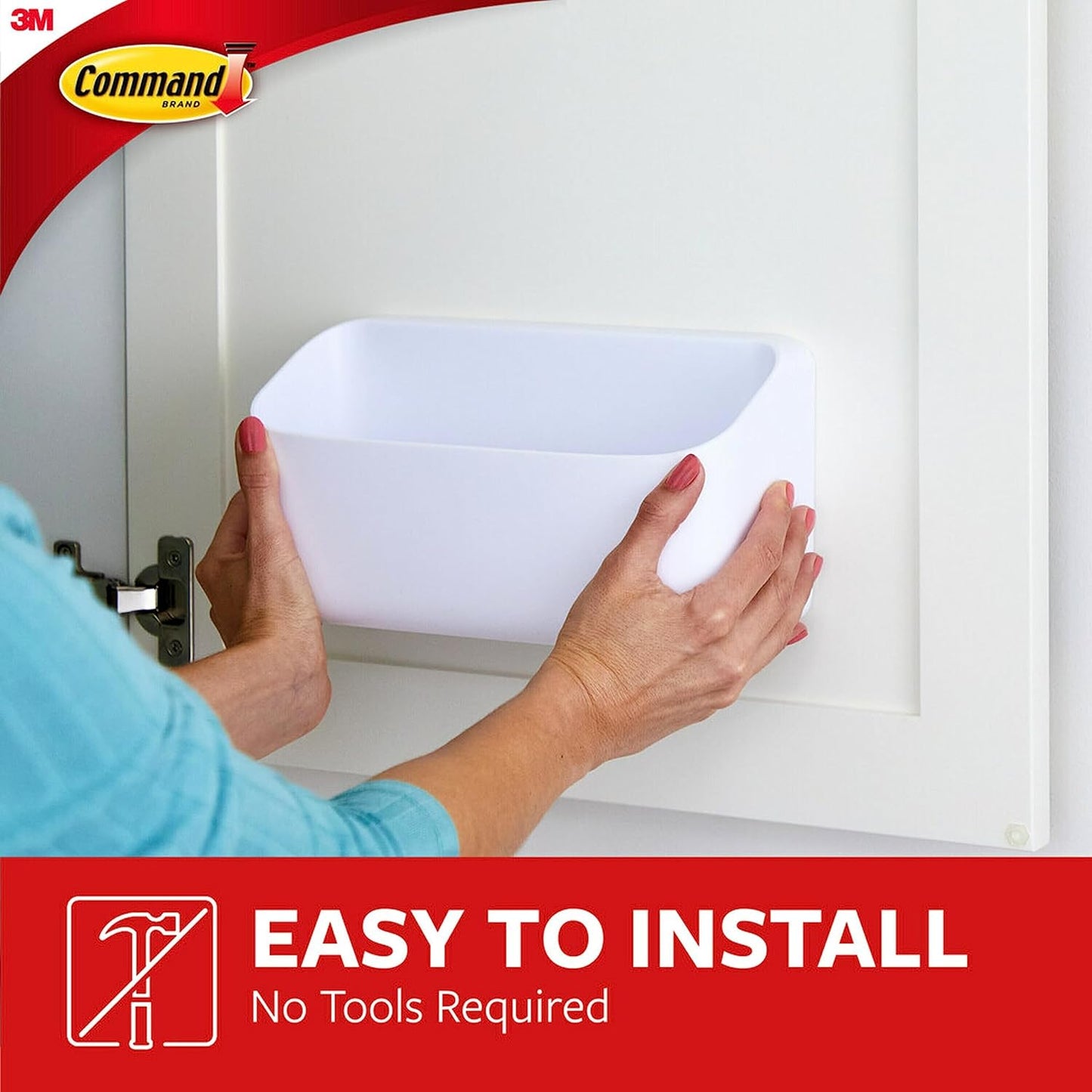 Organizing Caddy, 1 Caddy, 4 Large Strips | Strips Wall caddy, Tool Free Adhesive Organizer For Cleaning Supplies, Closets, Pantry, Home, And Office