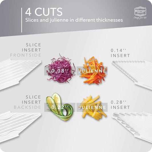 Mandoline Food Slicer V3 (Starter Set) by Reston Lloyd • V-Slicer with Blade Storage & Safety Food Holder • Made in Germany • Fruit & Vegetable Chopper • Multiple Settings: White