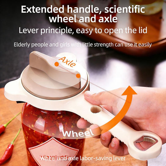 2026 New 4-in-1 Jar Opener , Adjustable Stainless Steel , Jar Openers for Seniors & Weak Hands , Multifunctional Can Opener & Lid Opener for Jars, Bottles & Cans