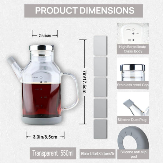 High Borosilicate Glass Oil Bottle,Olive Oil Dispenser for Kitchen | Leak Proof Oil Bottle,Olive Oil Dispenser, Soy Sauce Dispenser ,Vinegar Dispenser, Oil Container ,Oil Dispenser For Kitchen