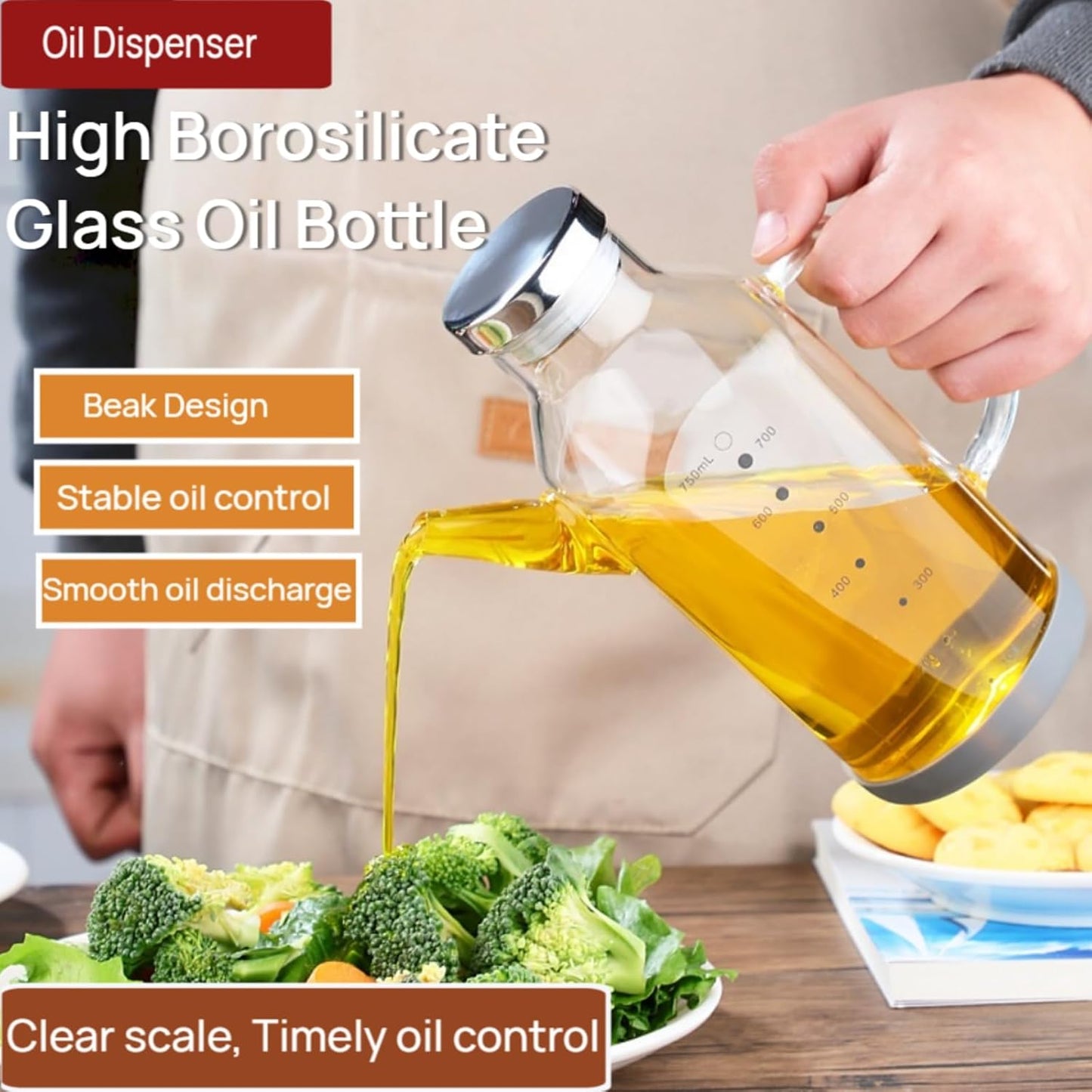 High Borosilicate Glass Oil Bottle,Olive Oil Dispenser for Kitchen | Leak Proof Oil Bottle,Olive Oil Dispenser, Soy Sauce Dispenser ,Vinegar Dispenser, Oil Container ,Oil Dispenser For Kitchen