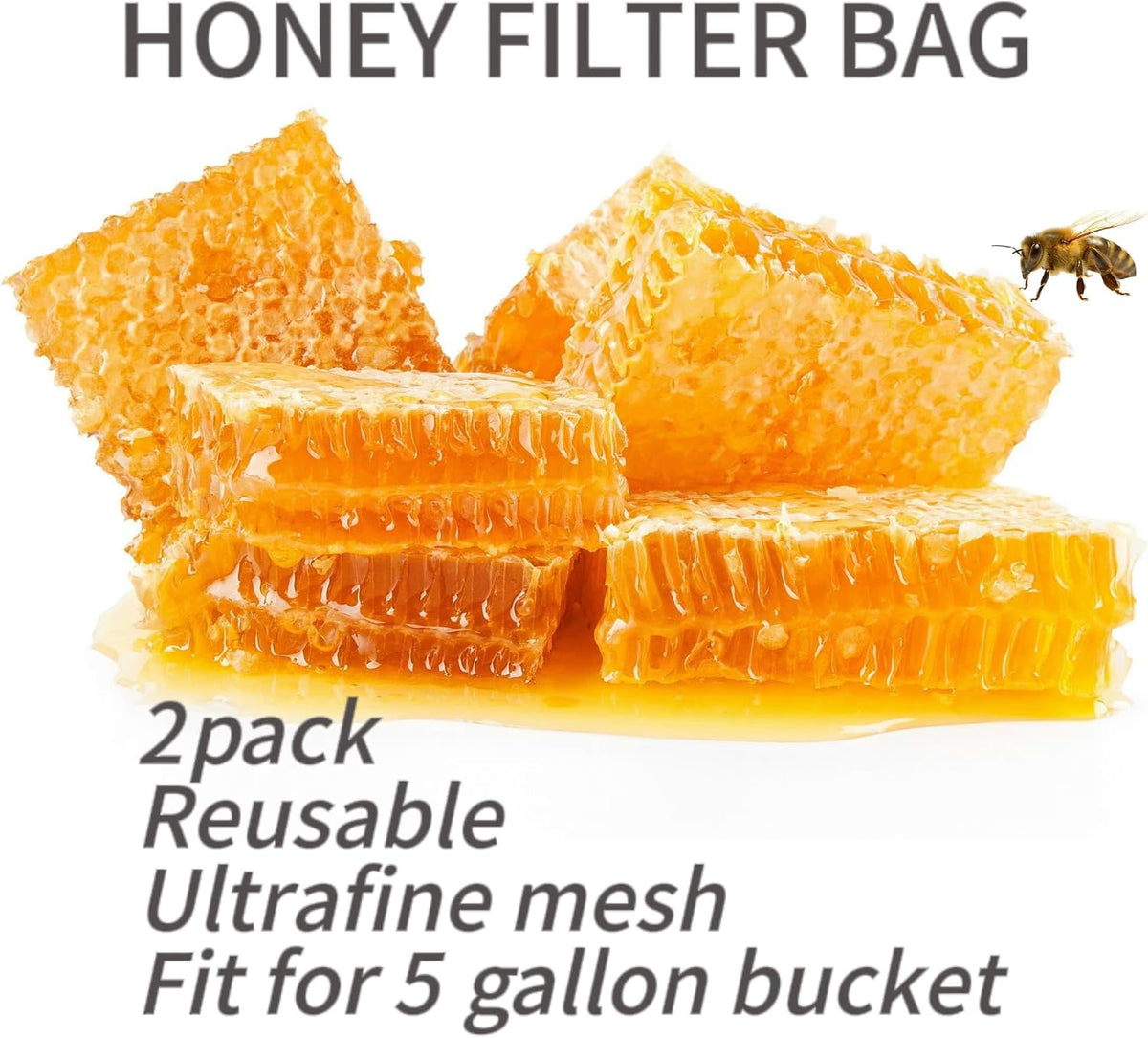 Honey Filter, 5 Gallon Ultrafine mesh Honey Filter Bags 2 PCS