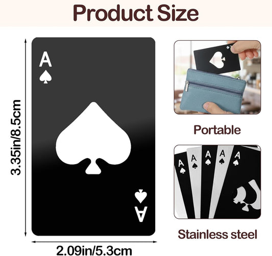 40Pcs Ace of Spades Bottle Openers, Poker Card Bottle Openers Portable Stainless Steel Can Opener Credit Card Size Beer Bottles Can Cap Opener for Wallet Pocket Wedding Party Good Gift