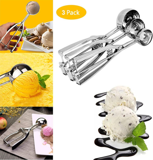 Cookie Scoops for Baking Set of 3, Stainless Steel Ice Cream Scoop, 1 Tbsp/2 Tbsp/3 Tbsp Cookie Dough Scoop for Cookie Cupcake Muffin Ice Cream