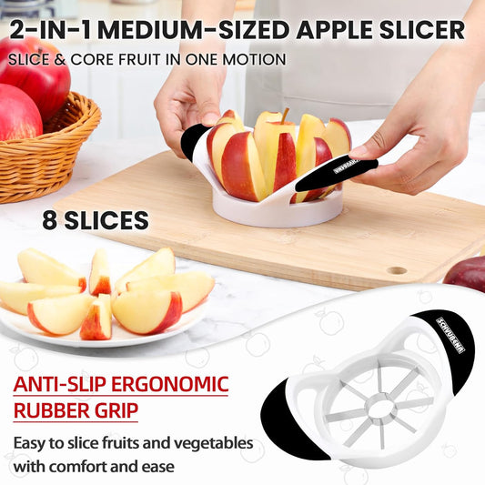3.5 Inch Apple Slicer - Professional Apple Cutter - Stainless Steel Apple Corer - Super Sharp Apple Slicer and Corer - Apple Tool with 8 Sharp Blades(Black)