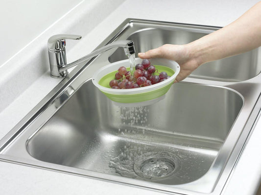 3.5 Cup Collapsible Mini Fruit Vegetable Colander Strainer Water Drainer (Green, 1- Pack)