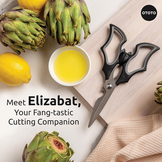 Elizabat Kitchen Scissors - Halloween Goth Cute Bat Kitchen Shears, Gothic Scissors Utensils - Spooky Bats Halloween Gifts, Cute Gadgets, Kitchen Gadgets