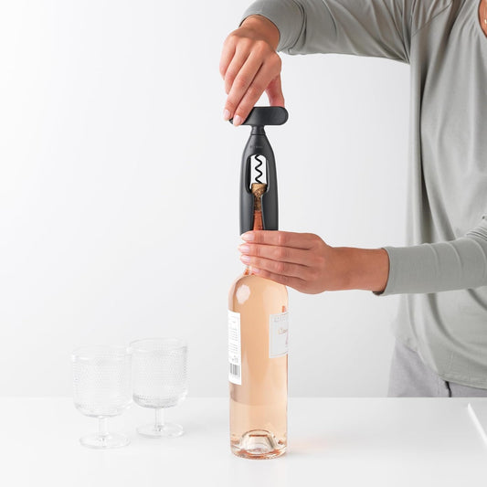 Tasty+ Wine Bottle Opener Corkscrew (Dark Gray) Easy To Use, Safe Enclosed Spiral, Extra Large Turning Handle