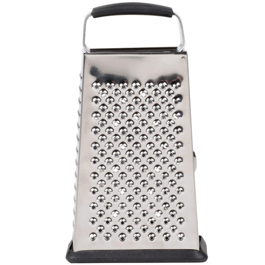 SG203BH, Cash & Carry Back Of The House Box Grater, Small 6" Size, 4-Sided Tapered Design, Anti-Slip Base, Dishwasher Safe, Stainless Steel, Ideal for Shredding Veggies and Grating Cheese