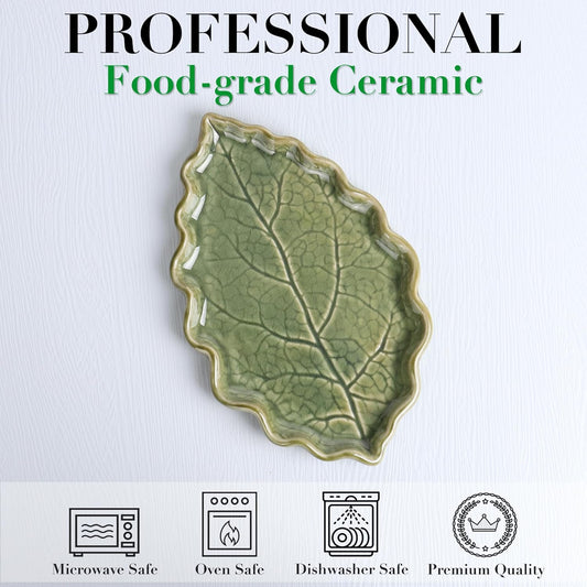 Ceramic Spoon Rest for Stove Top Cute Leaf Spoon Rest for Kitchen Counter | Spoon Holder for Stove, Home Whimsical Decor Kitchen, Green Kitchen Decor and Accessories, Kitchen Cottage Core Decor, 1Pack