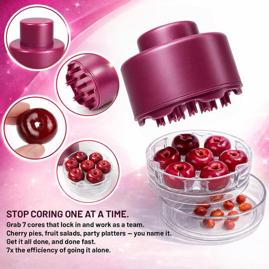 7 in 1 Cherry Pitter Tool for Multiple Cherries Seed Remover Quick and Effortless Removal Suitable for kitchen, Save Time & Space for Making Cherry Jam