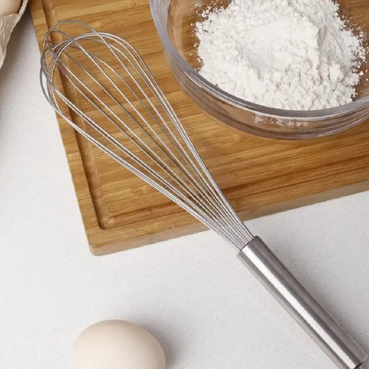 14" Stainless Steel Piano Wire Whip- Thin Flexible Wire Whisk for Whisking Cooking Beating Blending Stirring Ingredients Mixing Sauces Baking Tools Cake Bread Pizza Pastry Biscuits