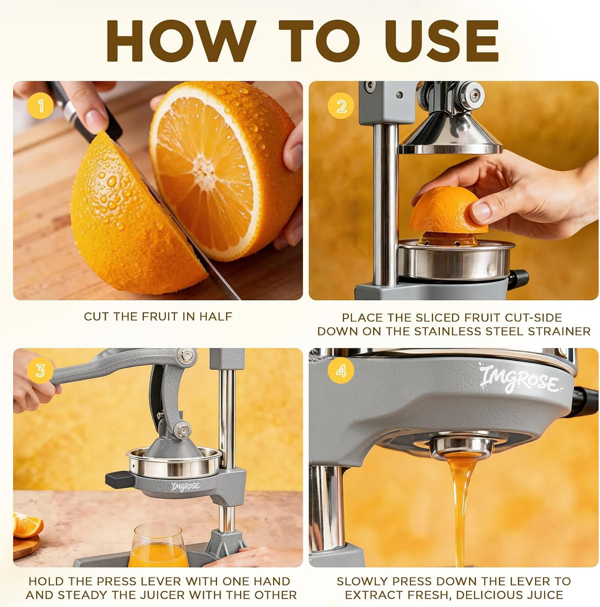 Cast Iron Hand Press, Lemon Manual Juicer, Citrus Press, Black