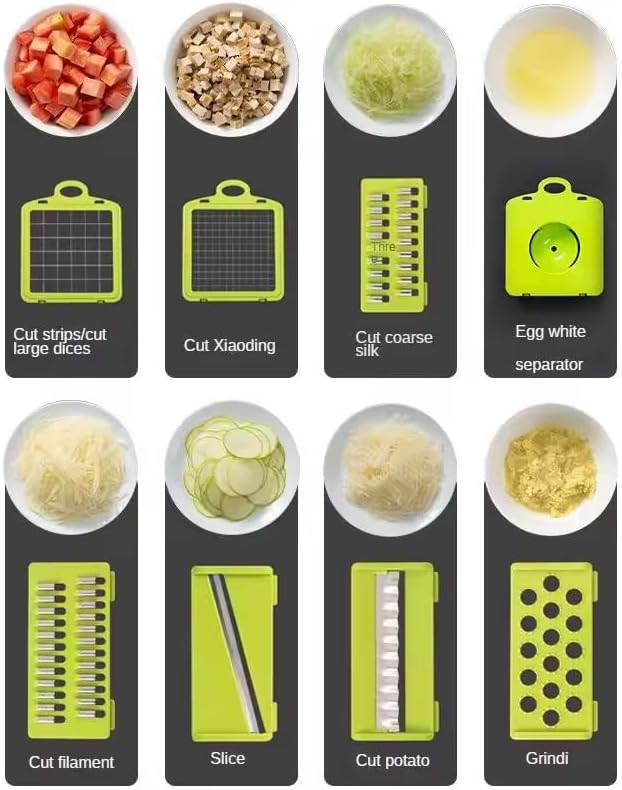 16-in-1 Vegetable Chopper & Slicer - Multifunctional Kitchen Food Cutter for Onion, Salad, Fruit with Adjustable Dicer and Storage Container