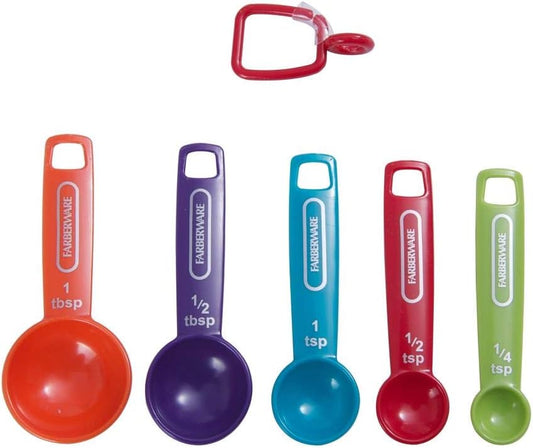 Professional Plastic Measuring Spoons, Set of 5, Colors may vary