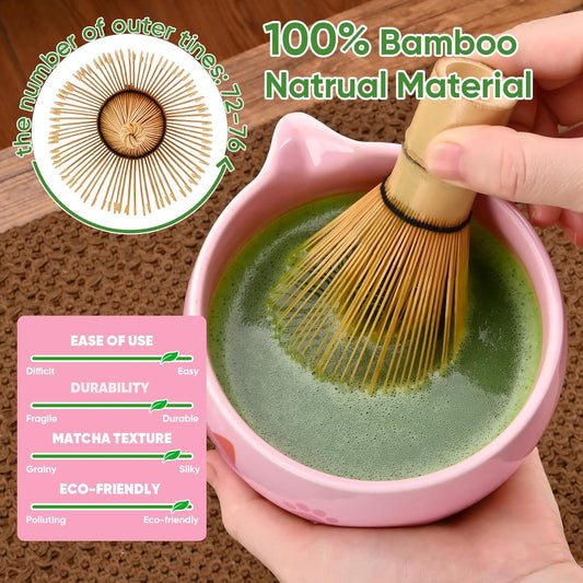 Matcha Whisk Set, 5Pcs Ceramic Matcha Set Includes Matcha Bowl, Matcha Whisk and Holder, Bamboo Scoop and Sifter, Ideal Matcha Bowl Set for Authentic Matcha Tea Experience