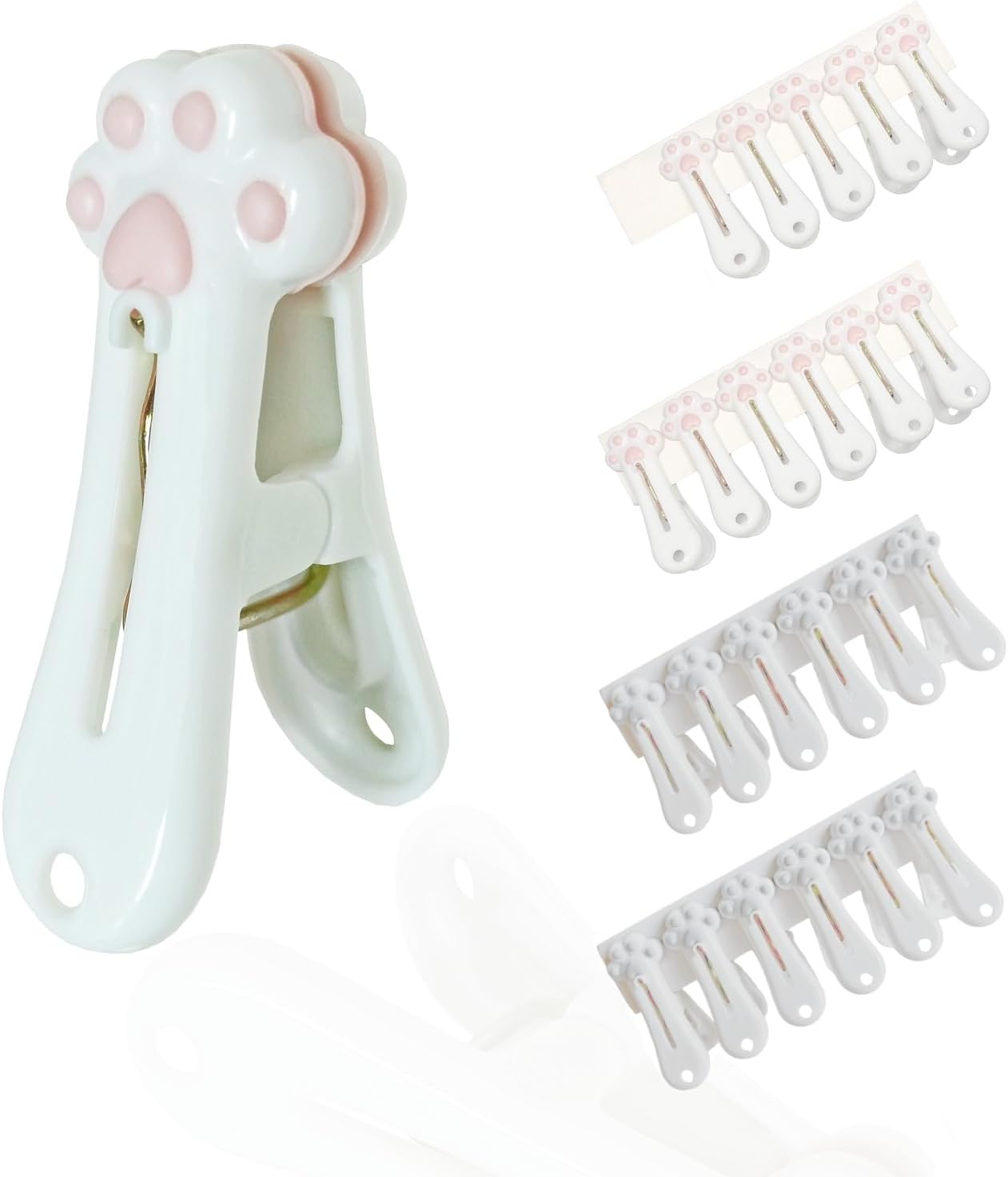 Plastic Clothespins Laundry Clothes Pins-24 Pack, Traceless Clothes Pegs, Bag Clips, Food Package Clip, with Cute Cat Claw Pattern