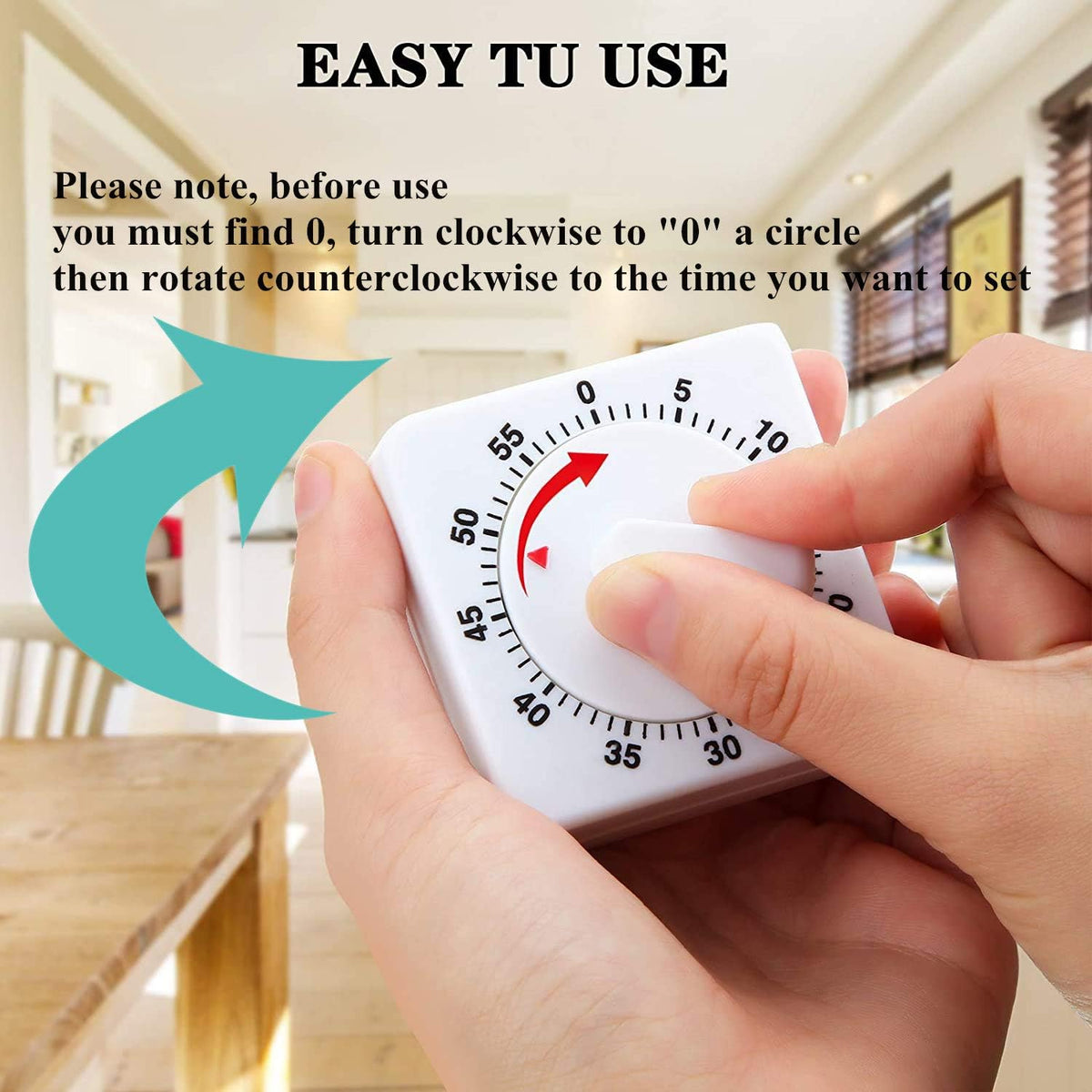 2 Pcs 60 Minute Timer for Kitchen Cooking, White
